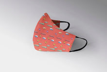 Cargar imagen en el visor de la galería, Mascarilla Higiénica Pato - Vehiculos Fondo Rojo - Infantil
