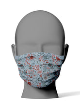 Cargar imagen en el visor de la galería, Mascarilla Higienica de tela Flores Rojas y Grises