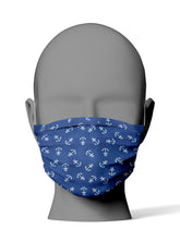 Cargar imagen en el visor de la galería, Mascarilla Higiénica de tela Anclas fondo Azul
