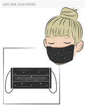 Cargar imagen en el visor de la galería, Mascarillas Higiénicas Perlas blancas fondo negro

