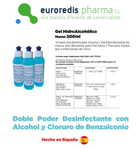 Gel Hidroalcohólico 200 ML + Toallita higienizante de REGALO