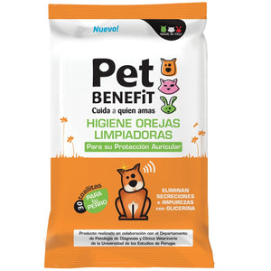 Toallitas limpiadoras para animales PET BENEFIT, Higiene Orejas, paquete 30 uds